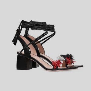 Red Valentino block heels ankle wrap sandals 6